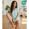 GYS Bamboo Viscose Pajamas for Women, Cooling Bermuda Short Pajamas Sets | Summer Short Sleeve PJs Set, Moisture-Wicking Ladies Sleepwear, Comfy Sleep Set for Hot Sleepers, Night Sweats(Aqua)