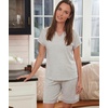 GYS Bamboo Viscose Pajamas for Women, Cooling Bermuda Short Pajamas Sets | Summer Short Sleeve PJs Set, Moisture-Wicking Ladies Sleepwear, Comfy Sleep Set for Hot Sleepers, Night Sweats(Grey Stripe)