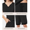 GYS Bamboo Viscose Pajamas for Women, Cooling Bermuda Short Pajamas Sets | Summer Short Sleeve PJs Set, Moisture-Wicking Ladies Sleepwear, Comfy Sleep Set for Hot Sleepers, Night Sweats(Black)