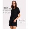 GYS Bamboo Viscose Sleepwear for Women Pajamas Shorts Set with Pockets | Ribbed Knit, Satin Crew Neck, Night Sweats & Hot Sleepers Friendly, Moisture-Wicking, Silky Soft Sleep Lounge Sets(Black)