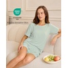 GYS Bamboo Viscose Sleepwear for Women Pajamas Shorts Set with Pockets | Ribbed Knit, Satin Crew Neck, Night Sweats & Hot Sleepers Friendly, Moisture-Wicking, Silky Soft Sleep Lounge Sets(Mint Green​)