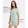 GYS Bamboo Viscose Sleepwear for Women Pajamas Shorts Set with Pockets | Ribbed Knit, Satin Crew Neck, Night Sweats & Hot Sleepers Friendly, Moisture-Wicking, Silky Soft Sleep Lounge Sets(Mint Green​)