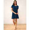 GYS Bamboo Viscose Women Nightgowns, Lightweight Short Sleeve Sleep Dress | Soft Comfy Sleep Shirts, Summer Moisture-Wicking Night Dress for Hot Sleeper, Cooling Breathable Lounge Nightshirts(Ink Blue)