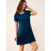 GYS Bamboo Viscose Women Nightgowns, Lightweight Short Sleeve Sleep Dress | Soft Comfy Sleep Shirts, Summer Moisture-Wicking Night Dress for Hot Sleeper, Cooling Breathable Lounge Nightshirts(Ink Blue)