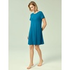 GYS Bamboo Viscose Women Nightgowns, Lightweight Short Sleeve Sleep Dress | Soft Comfy Sleep Shirts, Summer Moisture-Wicking Night Dress for Hot Sleeper, Cooling Breathable Lounge Nightshirts(Teal Blue)