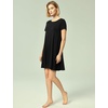 GYS Bamboo Viscose Women Nightgowns, Lightweight Short Sleeve Sleep Dress | Soft Comfy Sleep Shirts, Summer Moisture-Wicking Night Dress for Hot Sleeper, Cooling Breathable Lounge Nightshirts(Black)