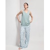 GYS Bamboo Viscose Women’s Pajama Sets 2 Piece Summer Sleeveless Sleepwear | Silky, Breathable, Lightweight, Sweat-wicking, V-neck Tank Flowy Top and Loose Long Pants with Pockets for Women, Lounge Wear(Green Brushstrokes)