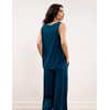 GYS Bamboo Viscose Women’s Pajama Sets 2 Piece Summer Sleeveless Sleepwear | Silky, Breathable, Lightweight, Sweat-wicking, V-neck Tank Flowy Top and Loose Long Pants with Pockets for Women, Lounge Wear(Ink Blue)