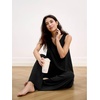 GYS Bamboo Viscose Women’s Pajama Sets 2 Piece Summer Sleeveless Sleepwear | Silky, Breathable, Lightweight, Sweat-wicking, V-neck Tank Flowy Top and Loose Long Pants with Pockets for Women, Lounge Wear(Black)