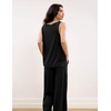 GYS Bamboo Viscose Women’s Pajama Sets 2 Piece Summer Sleeveless Sleepwear | Silky, Breathable, Lightweight, Sweat-wicking, V-neck Tank Flowy Top and Loose Long Pants with Pockets for Women, Lounge Wear(Black)