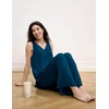 GYS Bamboo Viscose Women’s Pajama Sets 2 Piece Summer Sleeveless Sleepwear | Silky, Breathable, Lightweight, Sweat-wicking, V-neck Tank Flowy Top and Loose Long Pants with Pockets for Women, Lounge Wear(Ink Blue)