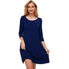 GYS Women’s Bamboo Viscose 3/4 Sleeve V-neck Nightgown | Cooling & moisture wicking, Comfortable & breathable, for hot sleeper, Boat-neck, 2 pockets, Stretch fabric(Navy)