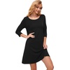 GYS Women’s Bamboo Viscose 3/4 Sleeve V-neck Nightgown | Cooling & moisture wicking, Comfortable & breathable, for hot sleeper, Boat-neck, 2 pockets, Stretch fabric(Black)