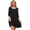 GYS Women’s Bamboo Viscose 3/4 Sleeve V-neck Nightgown | Cooling & moisture wicking, Comfortable & breathable, for hot sleeper, Boat-neck, 2 pockets, Stretch fabric(Black)