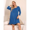 GYS Women’s Bamboo Viscose 3/4 Sleeve V-neck Nightgown | Cooling & moisture wicking, Comfortable & breathable, for hot sleeper, Boat-neck, 2 pockets, Stretch fabric(Prussian Blue)