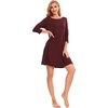 GYS Women’s Bamboo Viscose 3/4 Sleeve V-neck Nightgown | Cooling & moisture wicking, Comfortable & breathable, for hot sleeper, Boat-neck, 2 pockets, Stretch fabric(Ficus Red)