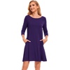 GYS Women’s Bamboo Viscose 3/4 Sleeve V-neck Nightgown | Cooling & moisture wicking, Comfortable & breathable, for hot sleeper, Boat-neck, 2 pockets, Stretch fabric(Purple)