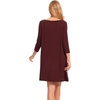 GYS Women’s Bamboo Viscose 3/4 Sleeve V-neck Nightgown | Cooling & moisture wicking, Comfortable & breathable, for hot sleeper, Boat-neck, 2 pockets, Stretch fabric(Ficus Red)