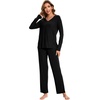 GYS Women’s Bamboo Viscose Cooling Pleated Pajama Set for Hot Flashes | Moisture wicking, Breathable, Tagless, Soft stretch, Pleated top, Elastic waist, 2 pockets, for night sweats & lounge(Black)