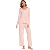 GYS Women’s Bamboo Viscose Cooling Pleated Pajama Set for Hot Flashes | Moisture wicking, Breathable, Tagless, Soft stretch, Pleated top, Elastic waist, 2 pockets, for night sweats & lounge(Pink)