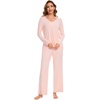 GYS Women’s Bamboo Viscose Cooling Pleated Pajama Set for Hot Flashes | Moisture wicking, Breathable, Tagless, Soft stretch, Pleated top, Elastic waist, 2 pockets, for night sweats & lounge(Pink)