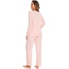 GYS Women’s Bamboo Viscose Cooling Pleated Pajama Set for Hot Flashes | Moisture wicking, Breathable, Tagless, Soft stretch, Pleated top, Elastic waist, 2 pockets, for night sweats & lounge(Pink)