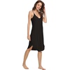 GYS Women’s Bamboo Viscose Full Slips for Under Dresses Cami Slip Dress | Lightweight, Anti Static, Adjustable Spaghetti Straps, Silky Soft, Moisture-Wicking, Perfect for Sheer Dresses(Long Black)