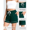 GYS Women’s Bamboo Viscose Pajama Shorts for Summer | Cooling & moisture wicking, for hot flashes, Lightweight, Elastic hight waist with drawstring, 2 pockets, Stretch soft(Peacock Green)