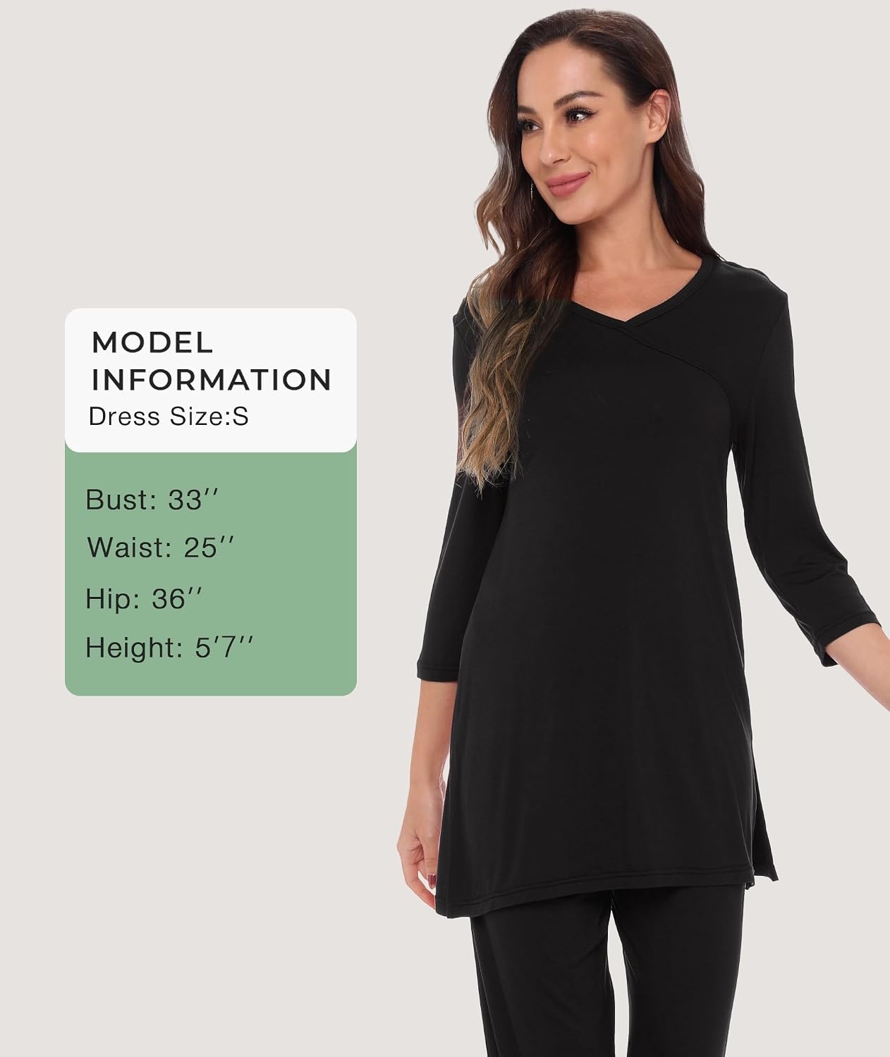 image:imageGYS Bamboo Viscose Capri Pajamas for Women Set Soft 34 Sleeve SleepwearBlack