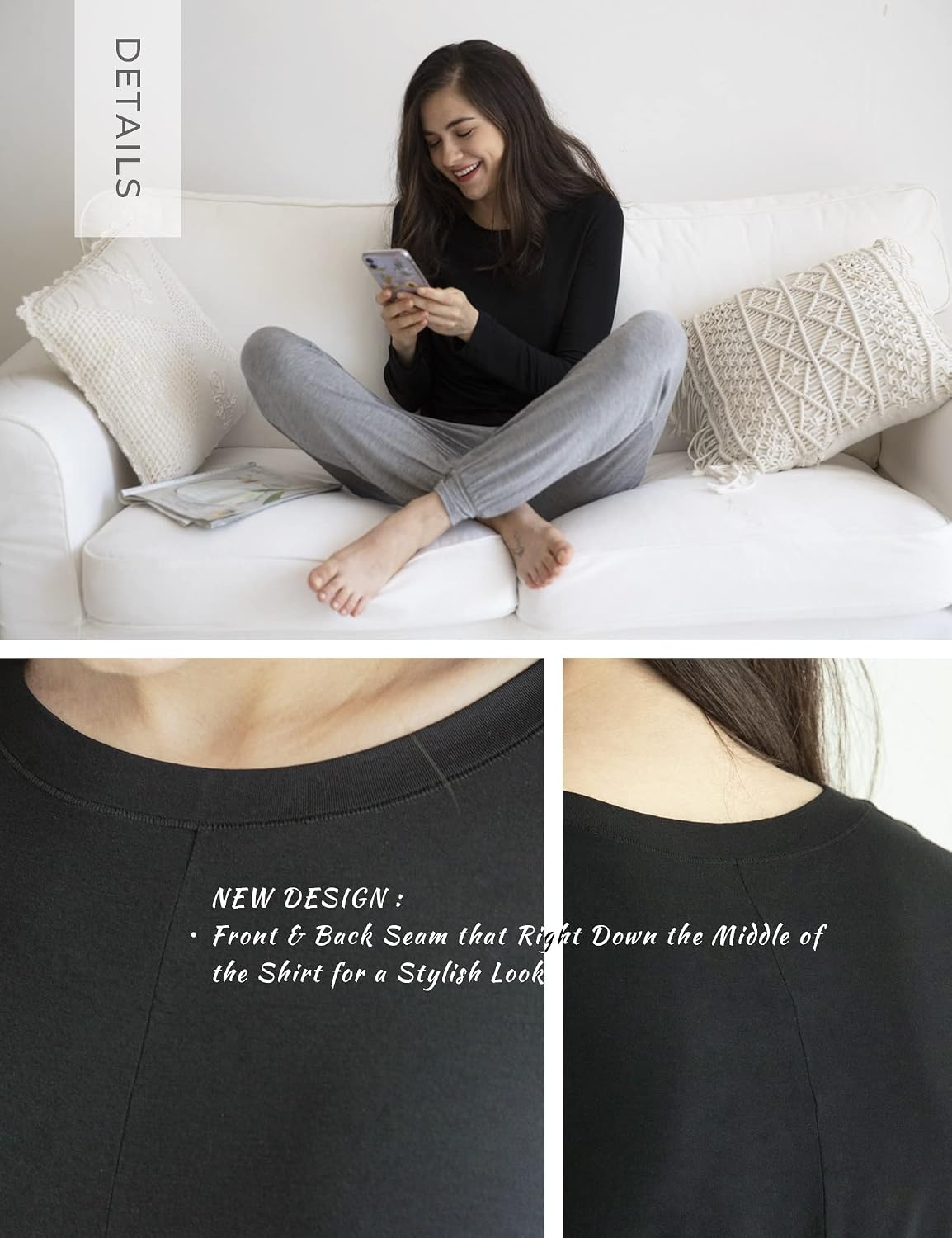 image:imageGYS Bamboo Viscose Long Sleeve Pajama Tops for WomenStyle a Taupe