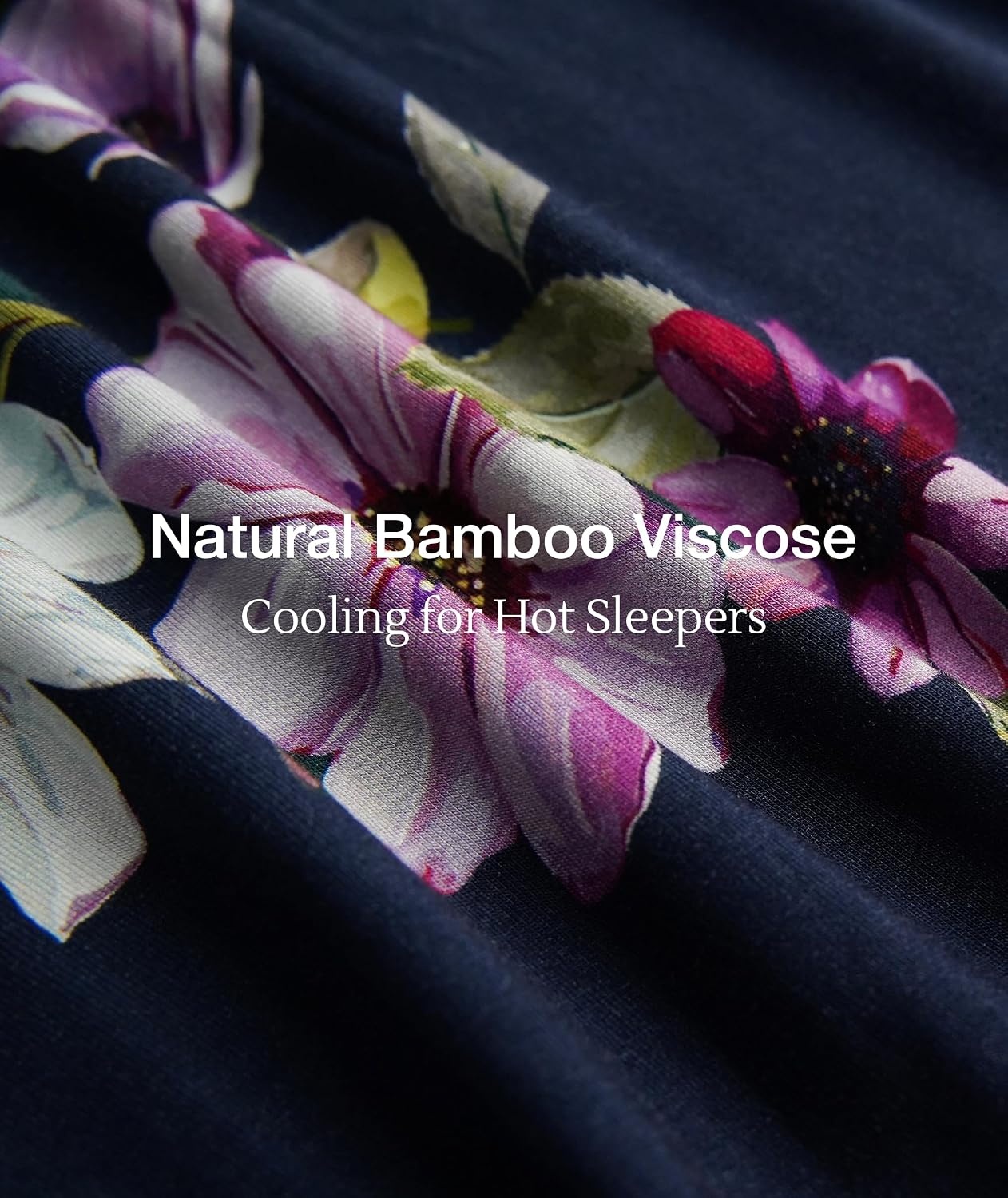 image:imageGYS Bamboo Viscose Nightgowns for Women Short Sleeve Sleep ShirtNavy Floral