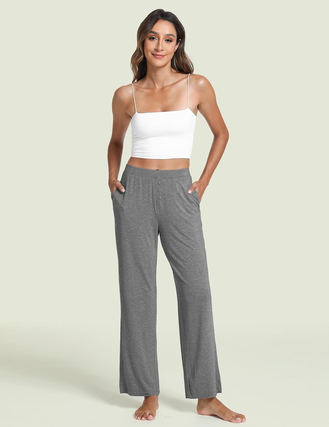image:imageGYS Bamboo Viscose Pajama Pants for Women UltraSoft Lightweight BottomsDark Heather Grey