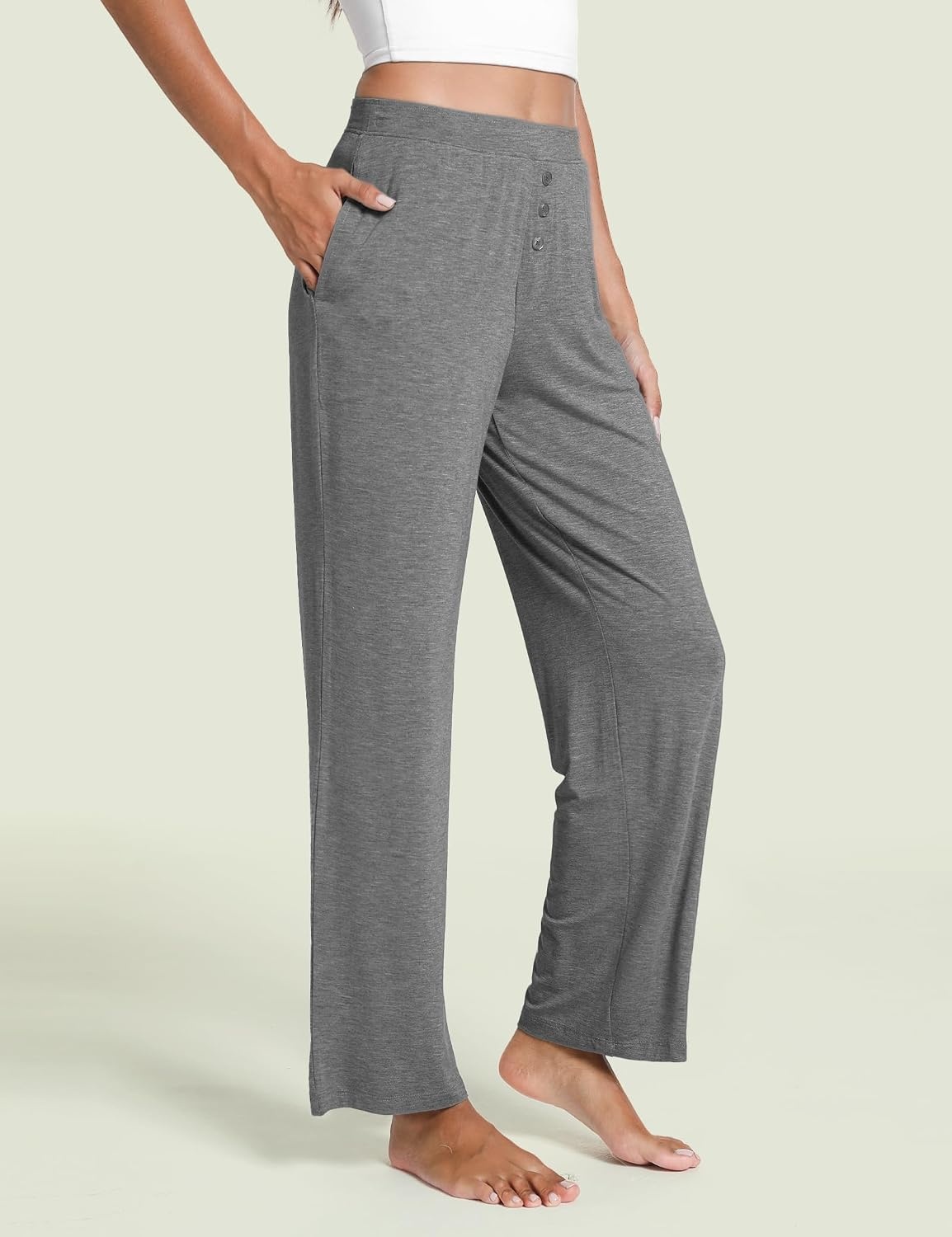 image:imageGYS Bamboo Viscose Pajama Pants for Women UltraSoft Lightweight BottomsDark Heather Grey