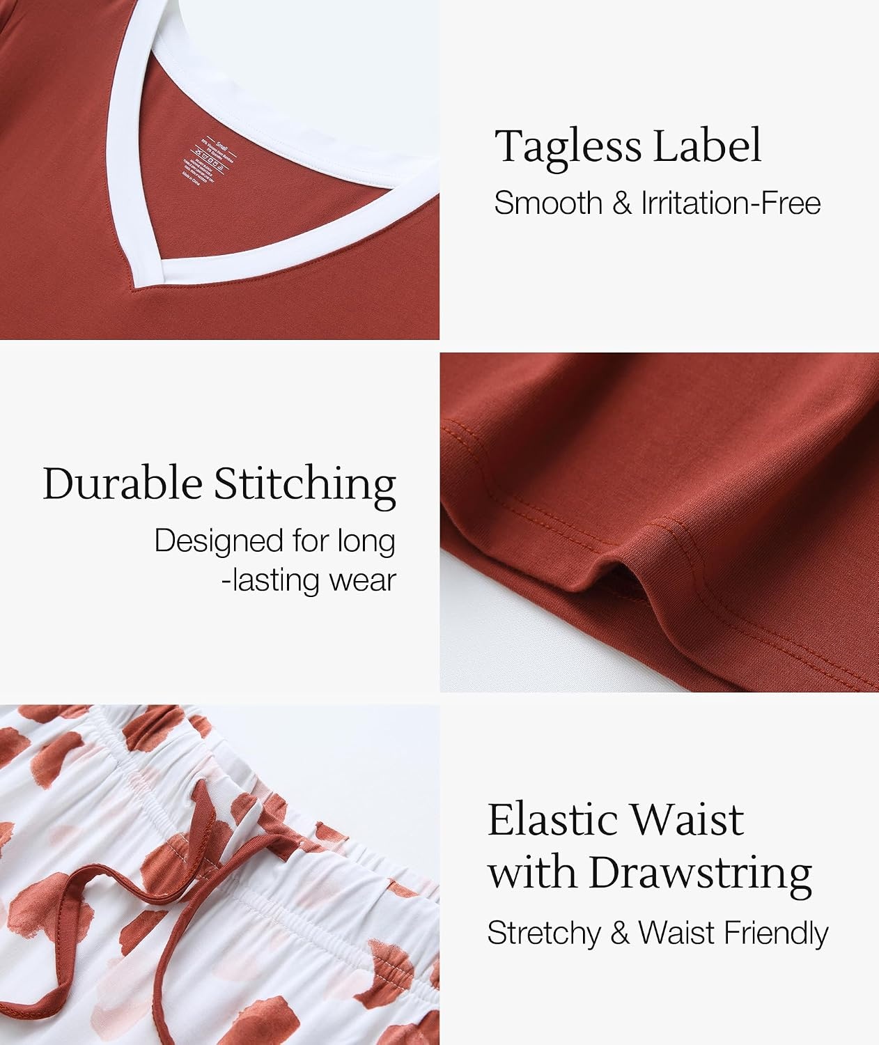 image:imageGYS Bamboo Viscose Pajamas for Women Cooling Sleepwear for Hot FlashesBrick Red