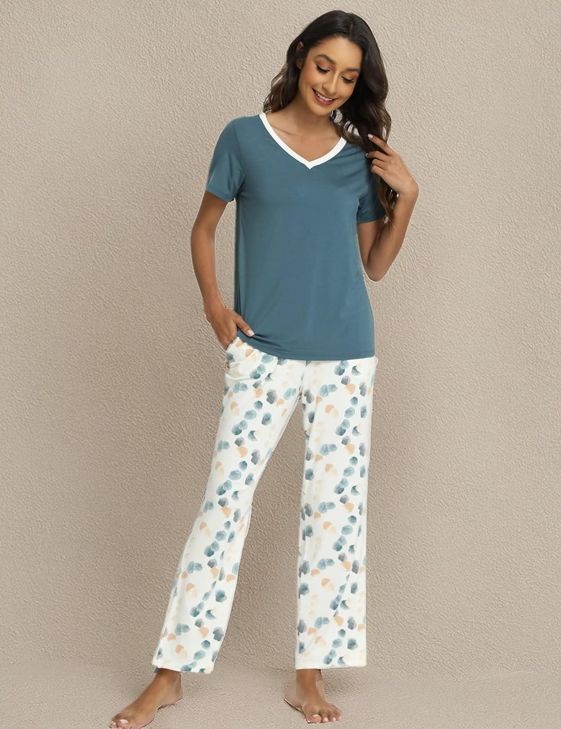 image:imageGYS Bamboo Viscose Pajamas for Women Cooling Sleepwear for Hot FlashesGreen
