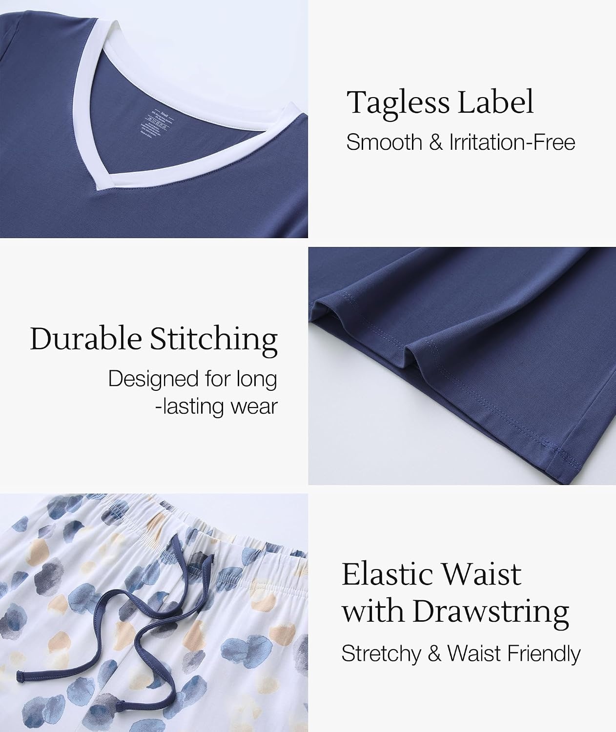 image:imageGYS Bamboo Viscose Pajamas for Women Cooling Sleepwear for Hot FlashesIndigo Blue