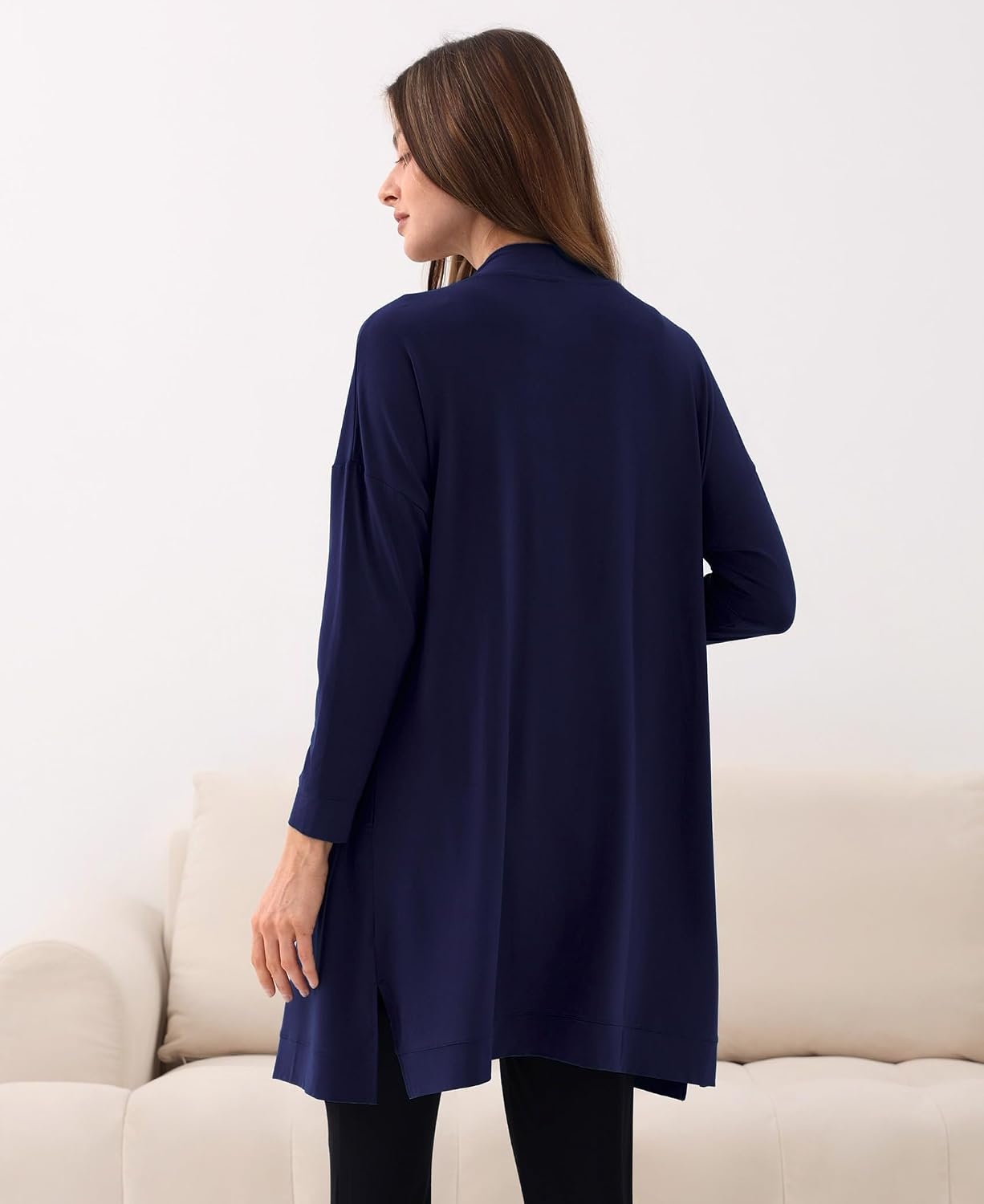 image:imageGYS Bamboo Viscose Women Open Front Cardigan Soft Long Sleeve Casual CoatNavy
