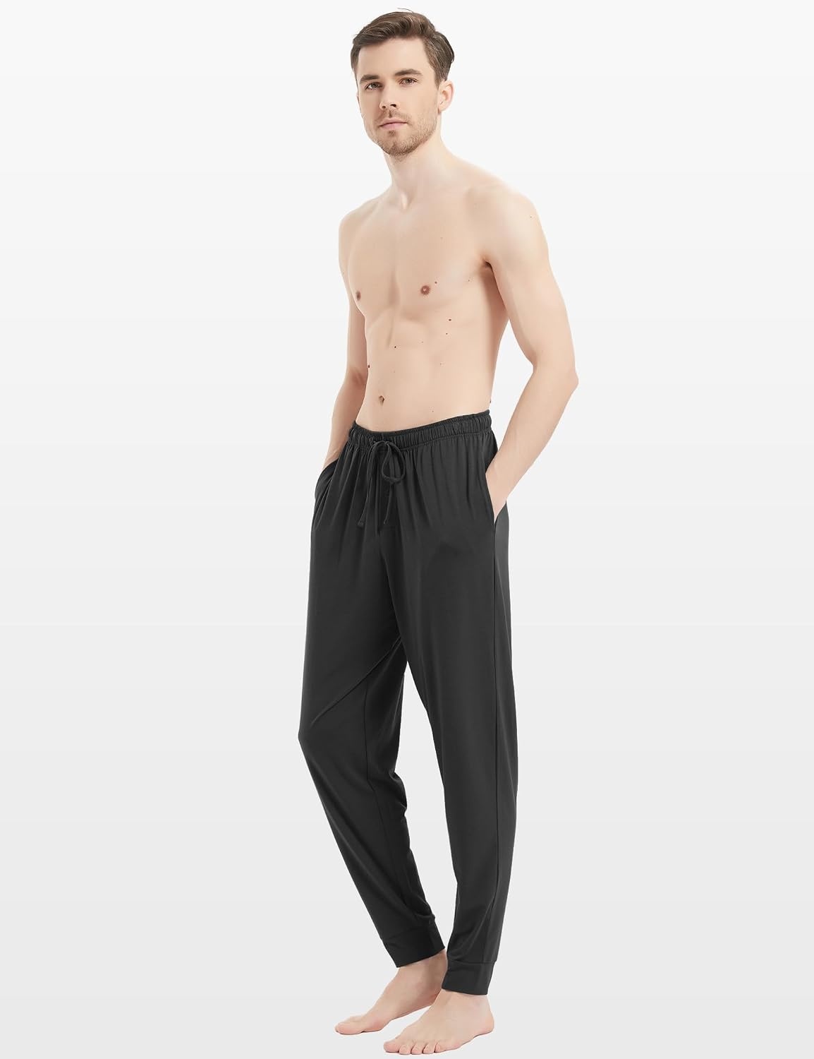image:imageGYS Mens Bamboo Viscose Jogger Pajama Pants Cooling Lounge BottomsBlack