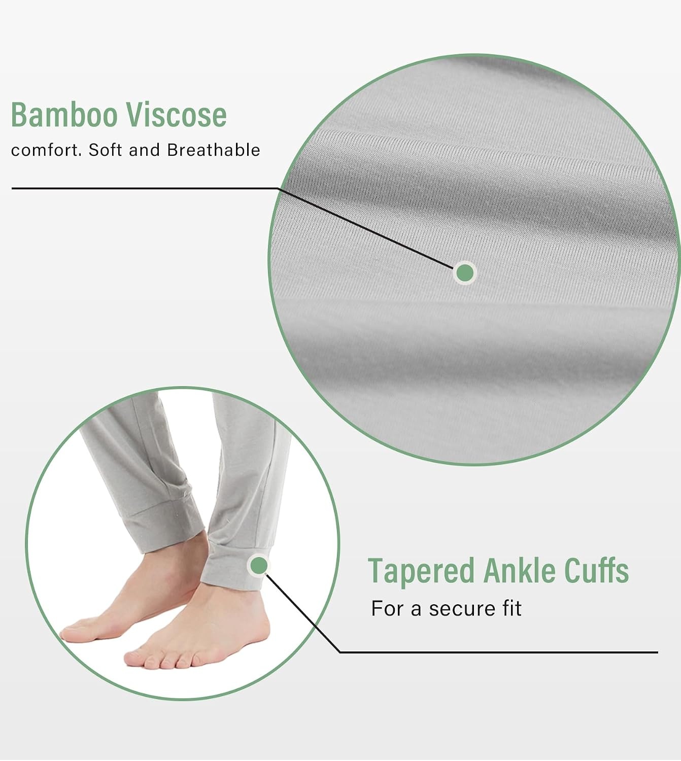 image:imageGYS Mens Bamboo Viscose Jogger Pajama Pants Cooling Lounge BottomsLight Grey