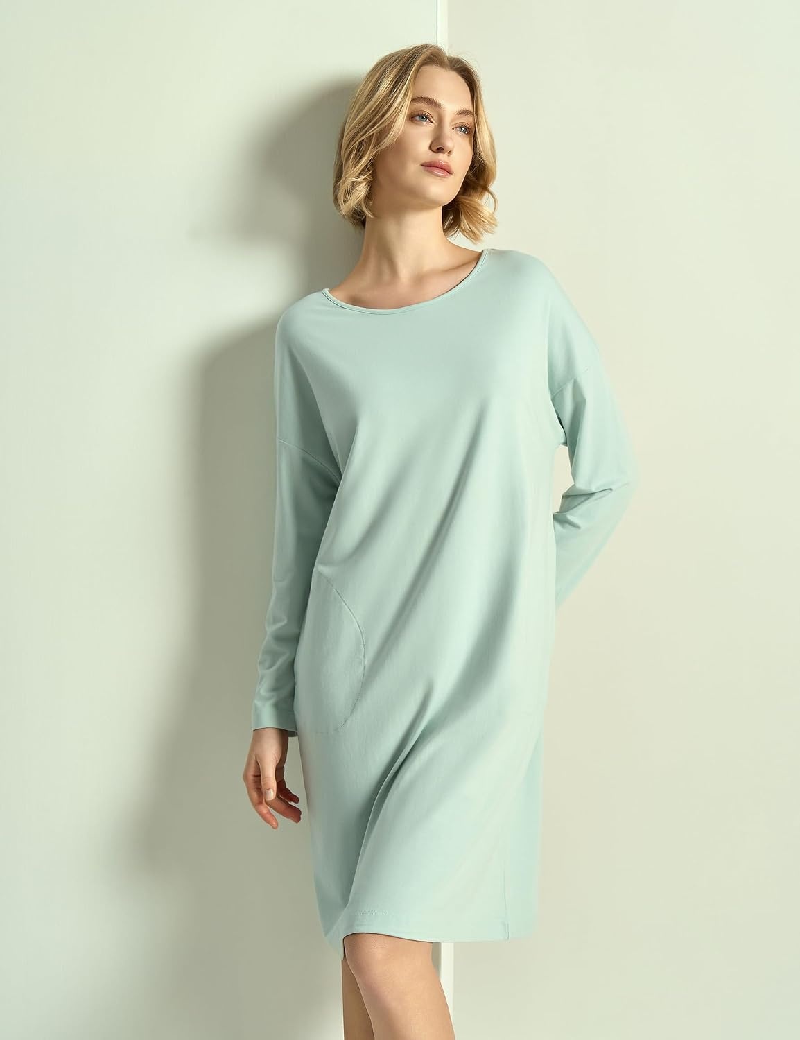 image:imageGYS Womens Bamboo Viscose Cooling Nightgown for Hot FlashesAqua Blue