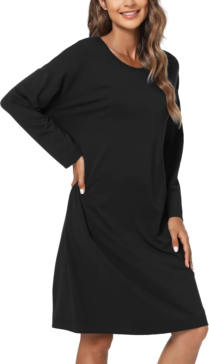 image:imageGYS Womens Bamboo Viscose Cooling Nightgown for Hot FlashesBlack
