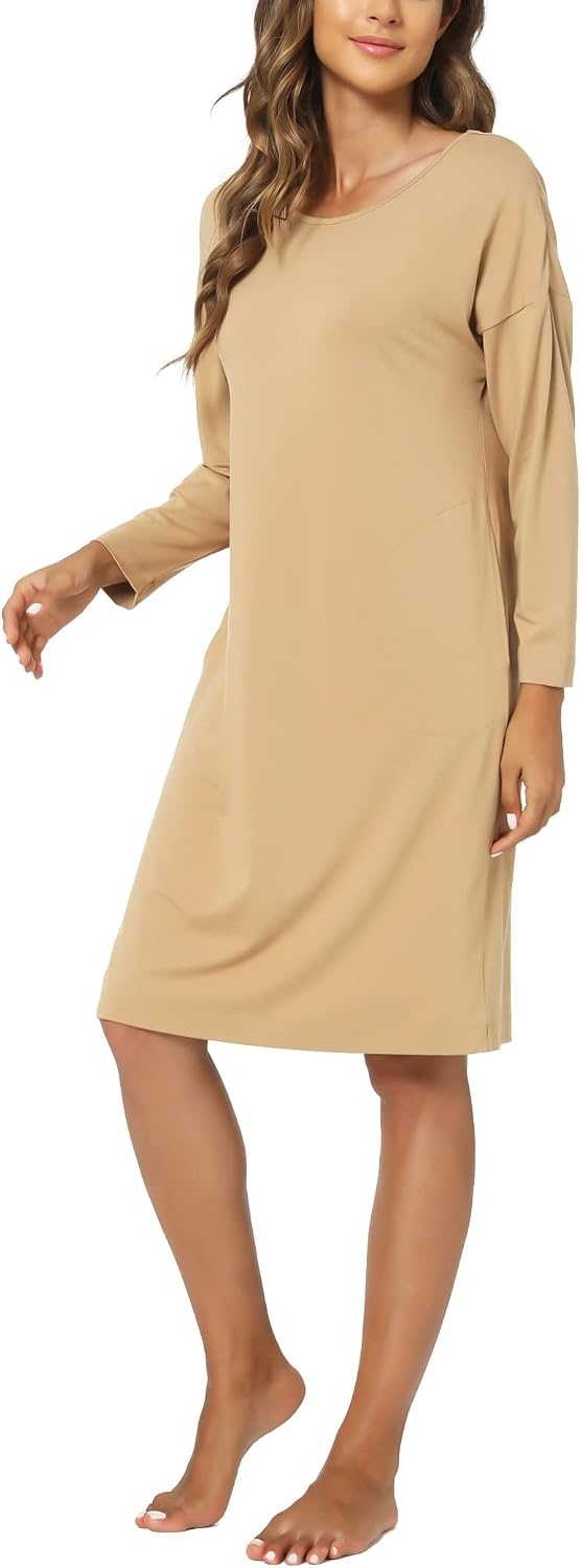 image:imageGYS Womens Bamboo Viscose Cooling Nightgown for Hot FlashesBrown