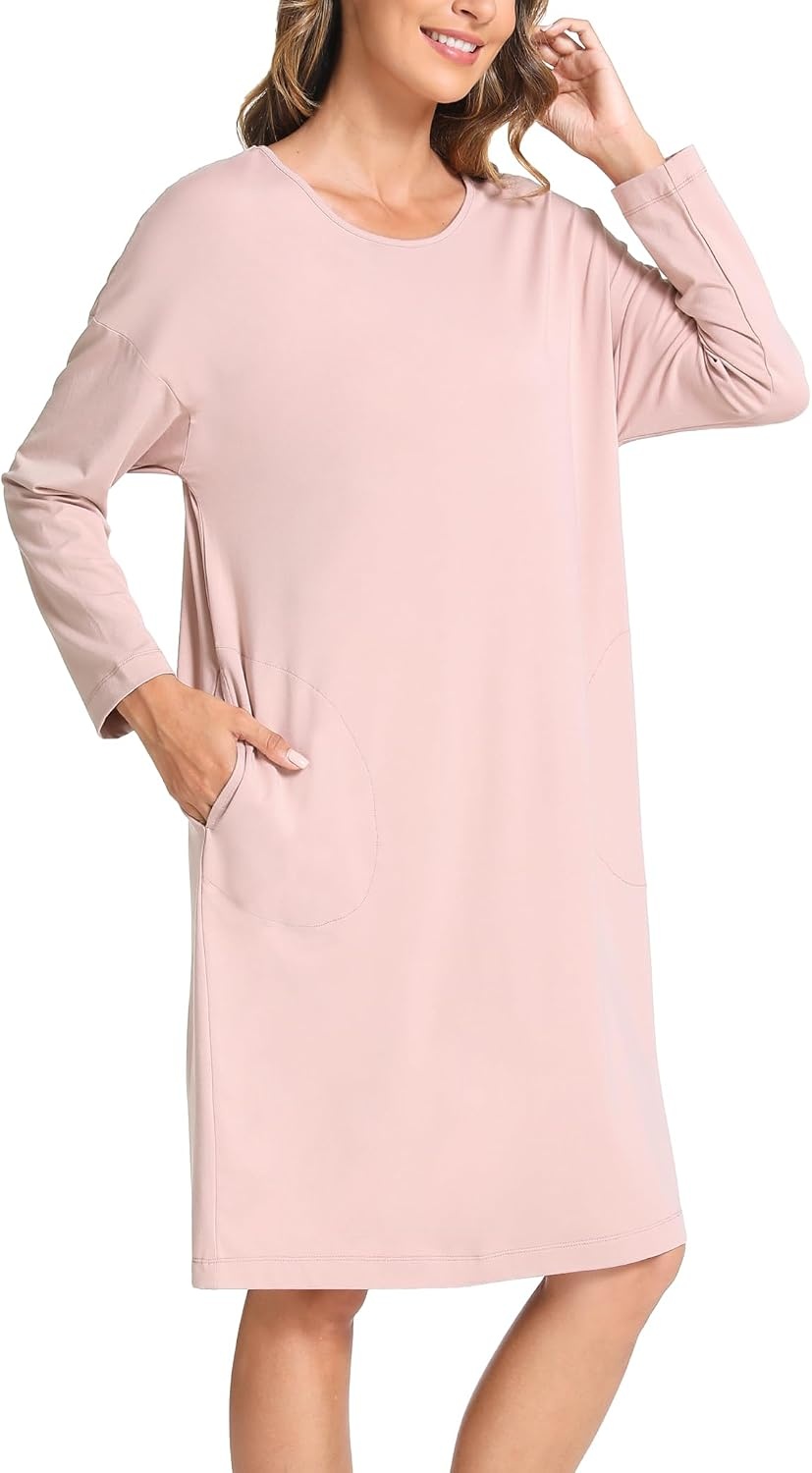 image:imageGYS Womens Bamboo Viscose Cooling Nightgown for Hot FlashesDusty Orchid