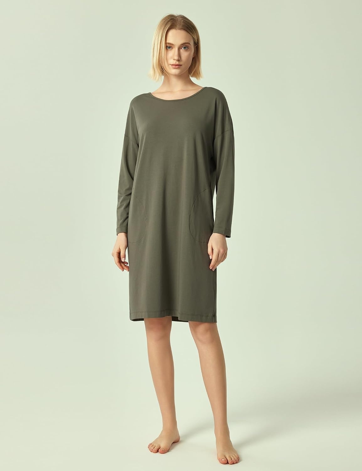 image:imageGYS Womens Bamboo Viscose Cooling Nightgown for Hot FlashesGreen