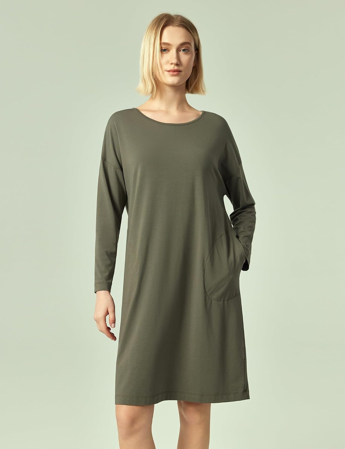 image:imageGYS Womens Bamboo Viscose Cooling Nightgown for Hot FlashesGreen