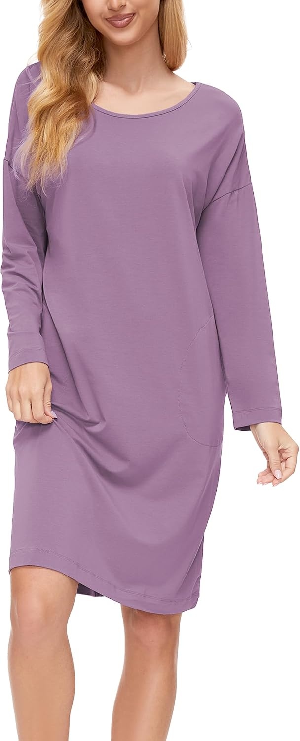 image:imageGYS Womens Bamboo Viscose Cooling Nightgown for Hot FlashesPurple