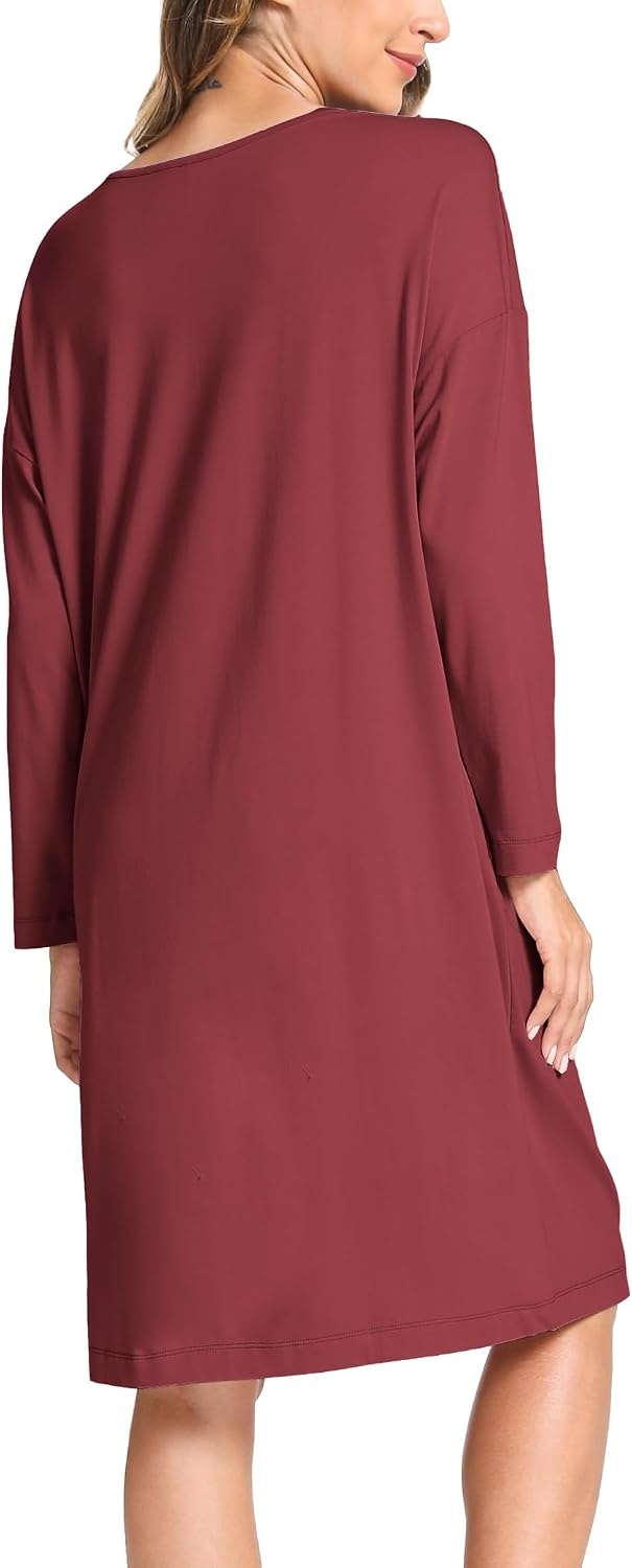 image:imageGYS Womens Bamboo Viscose Cooling Nightgown for Hot FlashesWine