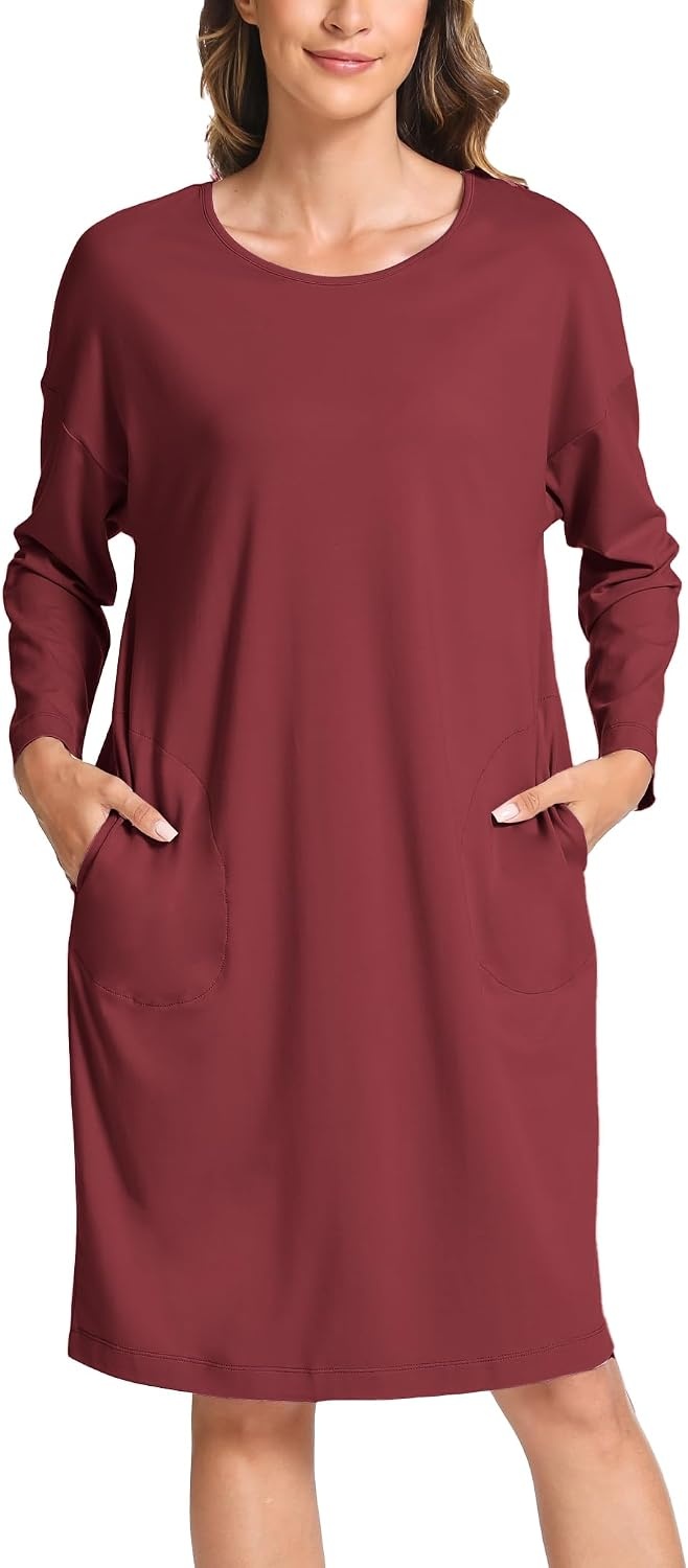 image:imageGYS Womens Bamboo Viscose Cooling Nightgown for Hot FlashesWine