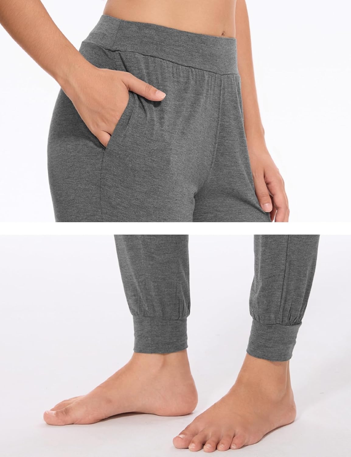 image:imageGYS Womens Bamboo Viscose Jogger Pajama PantsDark Heather Grey