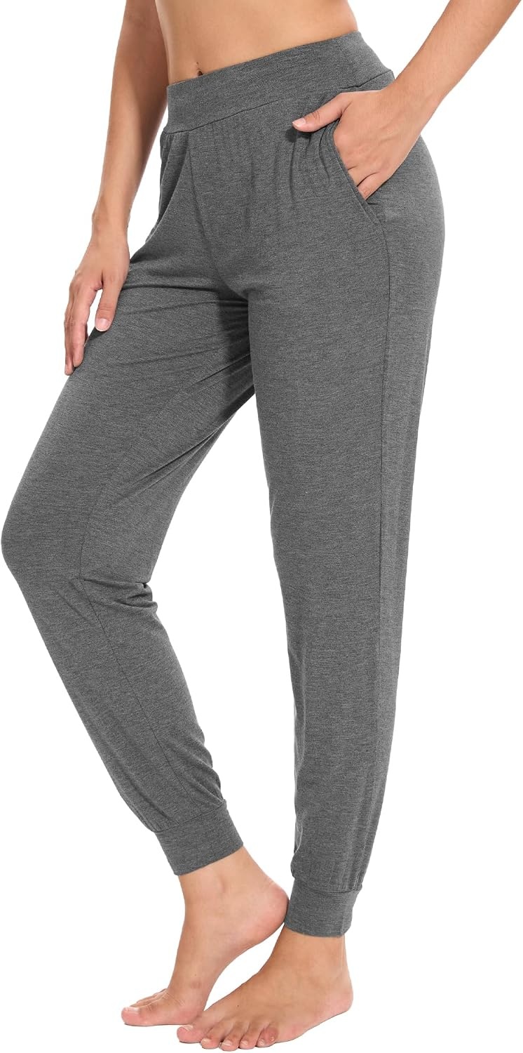 image:imageGYS Womens Bamboo Viscose Jogger Pajama PantsDark Heather Grey